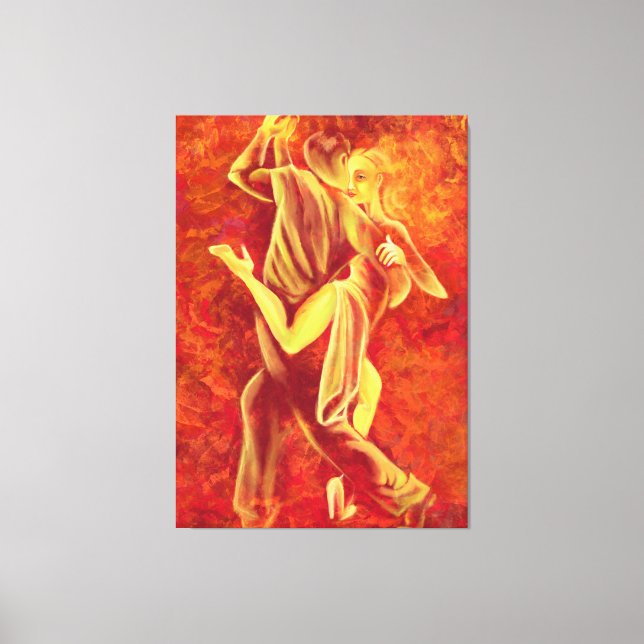 Hett Tango Dance - Fire Couple Art Painting Canvastryck (Framsida)