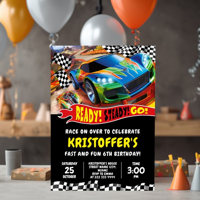 Hett Tävling Cars Birthday bjudande Inbjudningar (Skapare uppladdad)