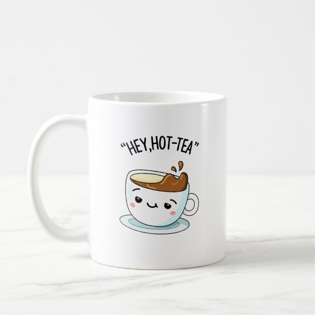 Hett-Tea Funny Cuppa Tea Pun Kaffemugg (Vänster)
