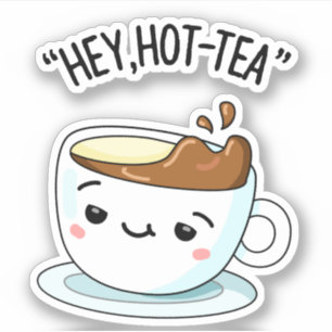 Hett-Tea Funny Cuppa Tea Pun Klistermärken