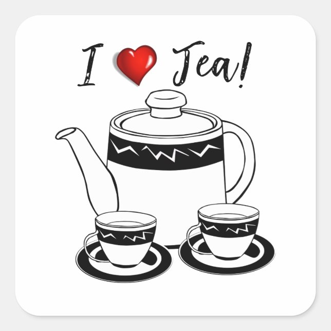 Hett Tea Month Fyrkantigt Klistermärke (Framsida)