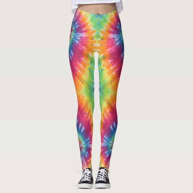 Hett Tie Dye Rainbow Swirl Leggings (Framsida)