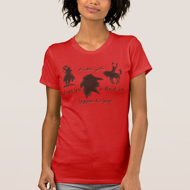 Hett till Trot Rodeo Gals and Horses T Shirt (Framsida)