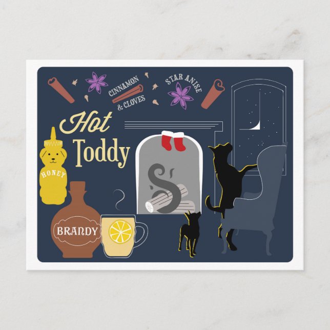 Hett Toddy Winter Cocktail Vykort (Framsida)