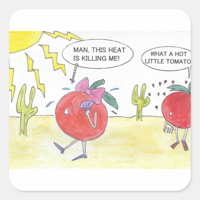 HETT TOMATO FYRKANTIGT KLISTERMÄRKE (Framsida)