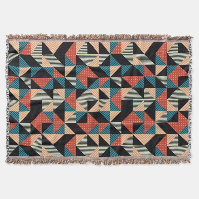 Hett Triangel: Geometric Memphis Stil. Filt (Framsidan)