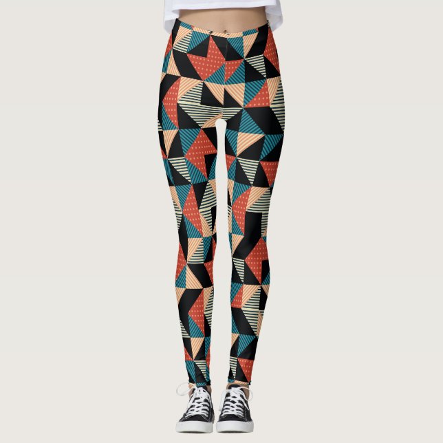 Hett Triangel: Geometric Memphis Stil. Leggings (Framsida)