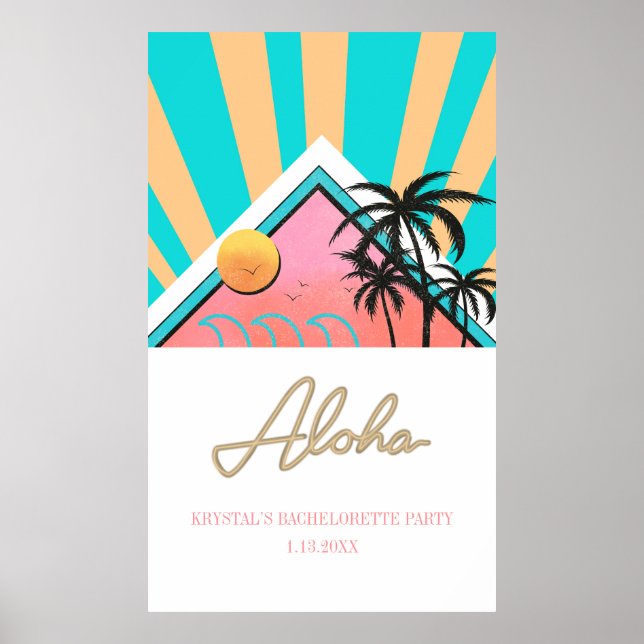 Hett Tropical Beach Bachelorette Party Neon Poster (Framsidan)