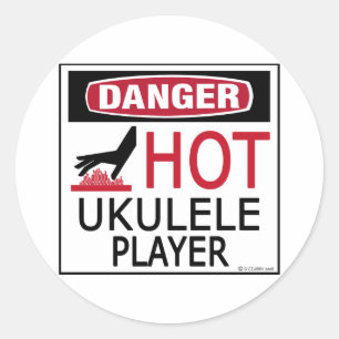 Hett Ukulele Player Runt Klistermärke