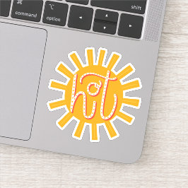 Hett. Underlig söt gult sol / sommarsolsken Klistermärken