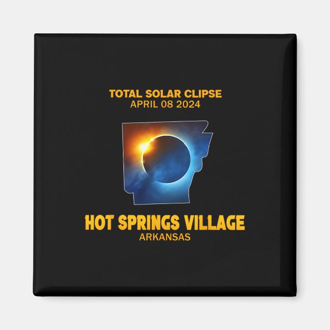Hett Vår byn Arkansas 2024 Totalt Solar Ecli Magnet (Framsidan)