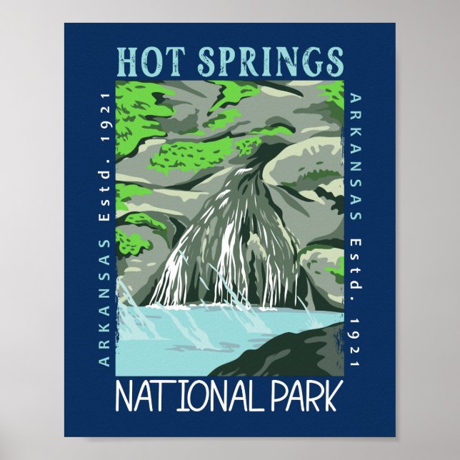Hett Vår nationalpark Arkansas Distress Poster (Framsidan)