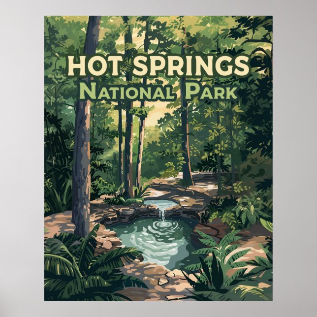 Hett Vår nationalpark Arkansas Retro Poster (Framsidan)