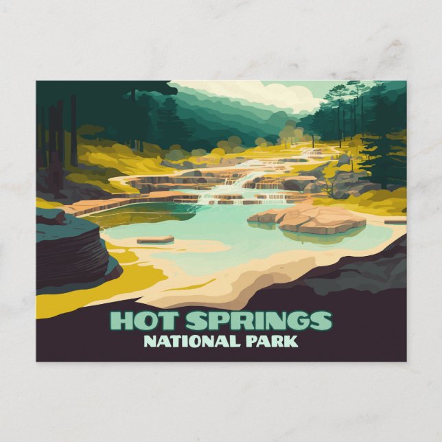 Hett Vår nationalpark Arkansas Vintage Retro Vykort (Framsida)