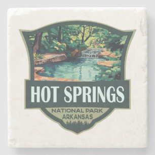 Hett Vår nationalpark Illustration Retro Badge Stenunderlägg