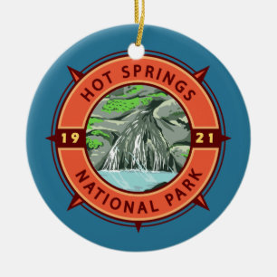 Hett Vår nationalparken Retro Compass Emblem Julgransprydnad Keramik