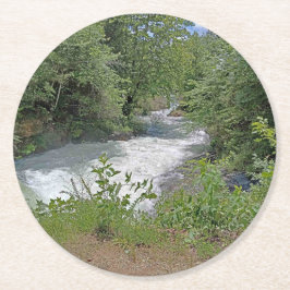 Hett Vår Village Stream Underlägg Papper Rund