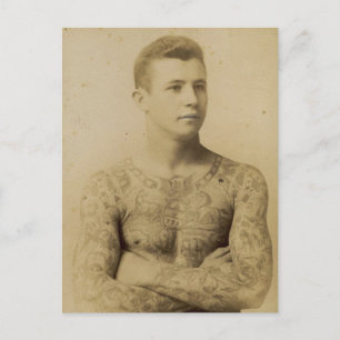Hett Vintage Tattoo Man Vykort