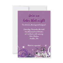 Hett Violet Swirls Stars Bat mitzvah Party-kort