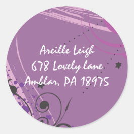 Hett Violet Swirls Sticker Returadress osa för för Runt Klistermärke