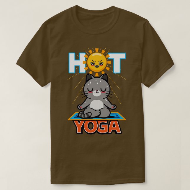 Hett Yoga Funny Cute Kawaii sommarkattmediterande T Shirt (Design framsida)