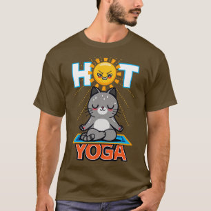 Hett Yoga Funny Cute Kawaii sommarkattmediterande T Shirt