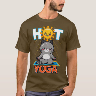 Hett Yoga Funny Cute Kawaii sommarkattmediterande T Shirt