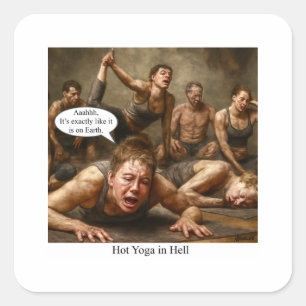 Hett Yoga i helvetet. Fyrkantigt Klistermärke