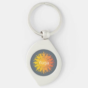 Hett Yoga Sol Swirl Silverfärgad Nyckelring