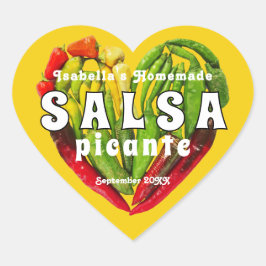 Hetta kryddstarka Salsa chilipeppar hjärta senap m Hjärtformat Klistermärke