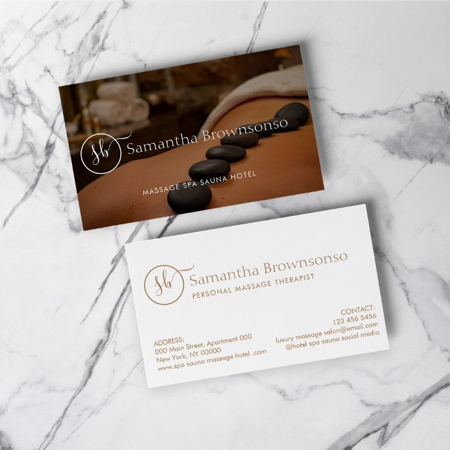 Hetta Stens Spa Retreat Massage Visitkort (Hot Stone Spa Retreat Massage Business Card)
