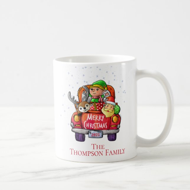 Hetten Cute Red Lastbil Jul  Chocolate Namn Kaffemugg (Höger)