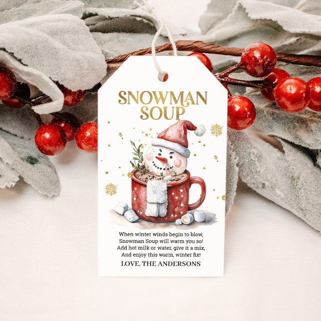 Hetten Kakao Helgdag i snögubbe Soppa Presentetikett (Skapare uppladdad)