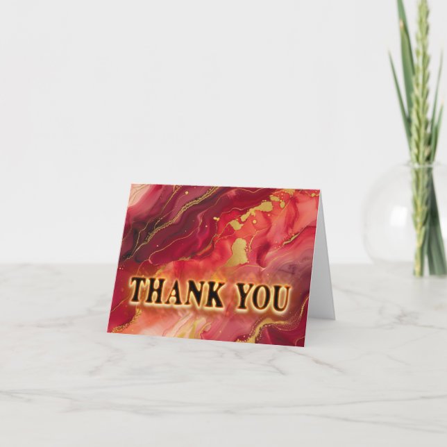 Hetten Red och Guld Flaming Tack Kort (Framsida)