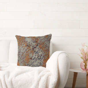 Hettens Orange och Dove Grått Grunge Plaster Struk Kudde