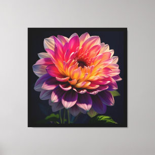 Hettens Orange och Rosa Dahlia Flower Canvastryck