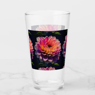 Hettens Orange och Rosa Dahlia Flower Glaskopp
