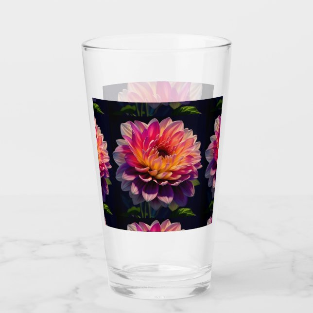 Hettens Orange och Rosa Dahlia Flower Glaskopp (Framsida)