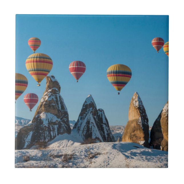 Hettluftballongflygande i Cappadocia Kakelplatta (Framsidan)