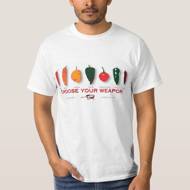 Hettpeppar - välj ditt vapen tee shirt (Framsida)