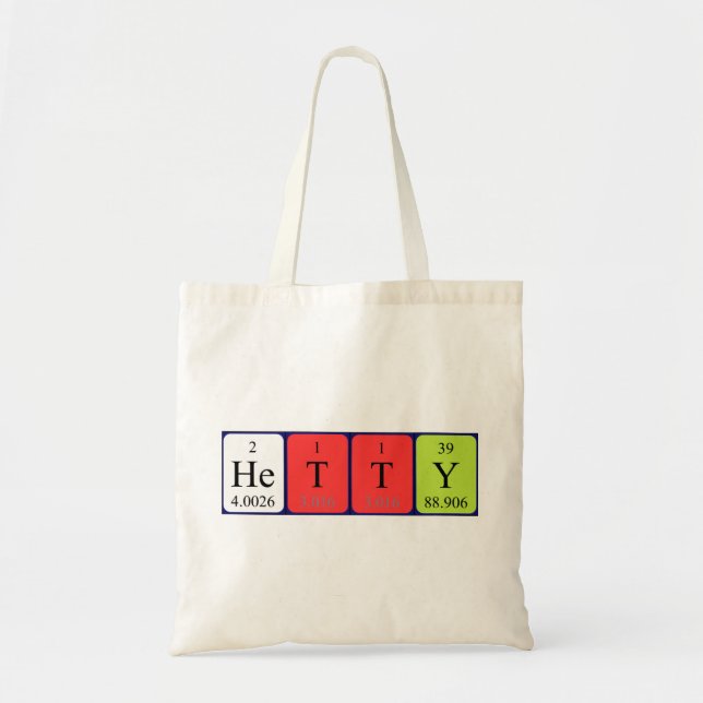 Hetty Perioty bord namn tote bag Tygkasse (Framsidan)