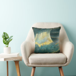 Heva Weva Grönt och Guld målade Planet Himlar Art Kudde