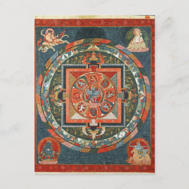 Hevajra Tibetansk Buddhistisk Gudadel Mandala Vykort (Framsida)