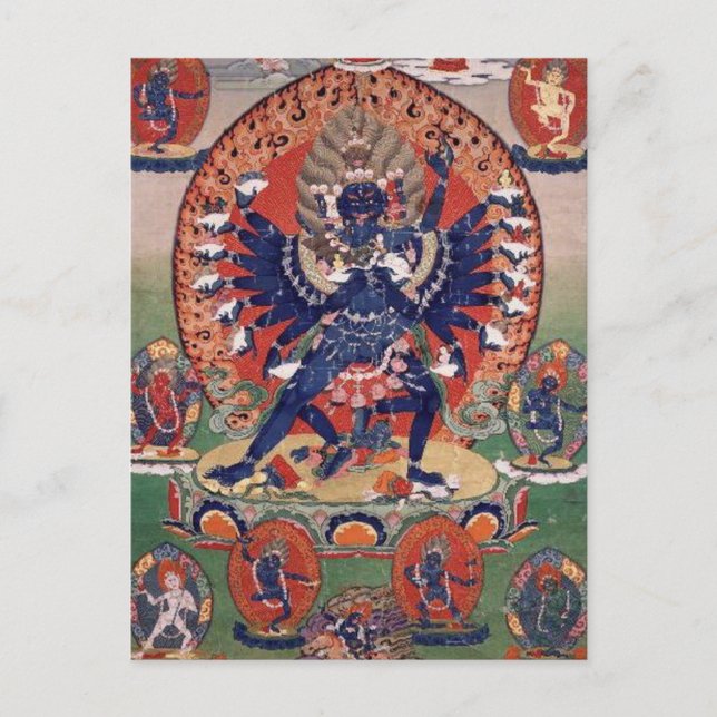 Hevajra tibetansk buddhistisk gudom vykort (Framsida)