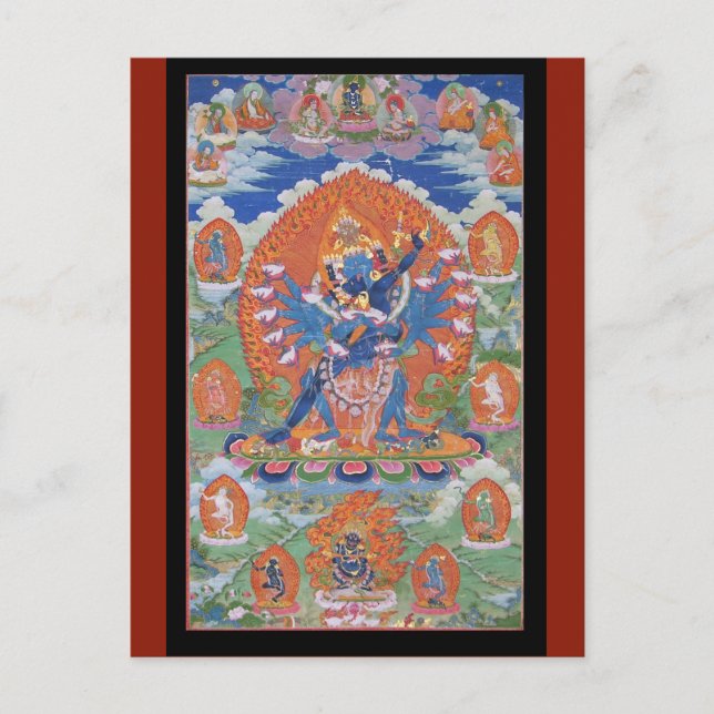 Hevajra tibetansk buddhistisk gudomskonst vykort (Framsida)