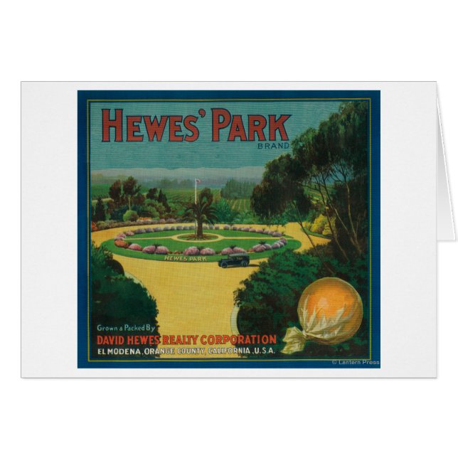Hewe's Park Orange LabelEl Modena, CA Hälsningskort (Framsidan Horizontal)