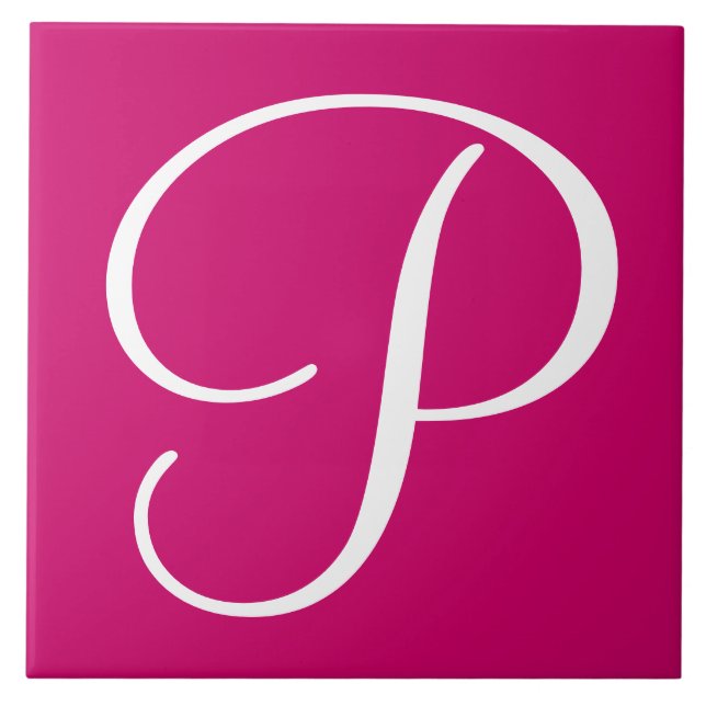 Hex cc0066 Färg, Monogram keramiskt plattor Kakelplatta (Framsidan)