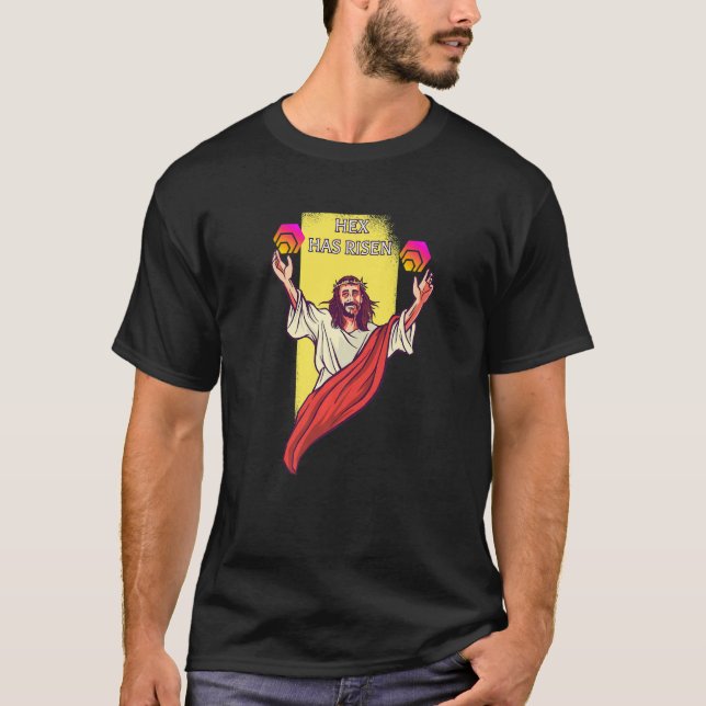 Hex Crypto har fått ryptocurrency Jesus T Shirt (Framsida)