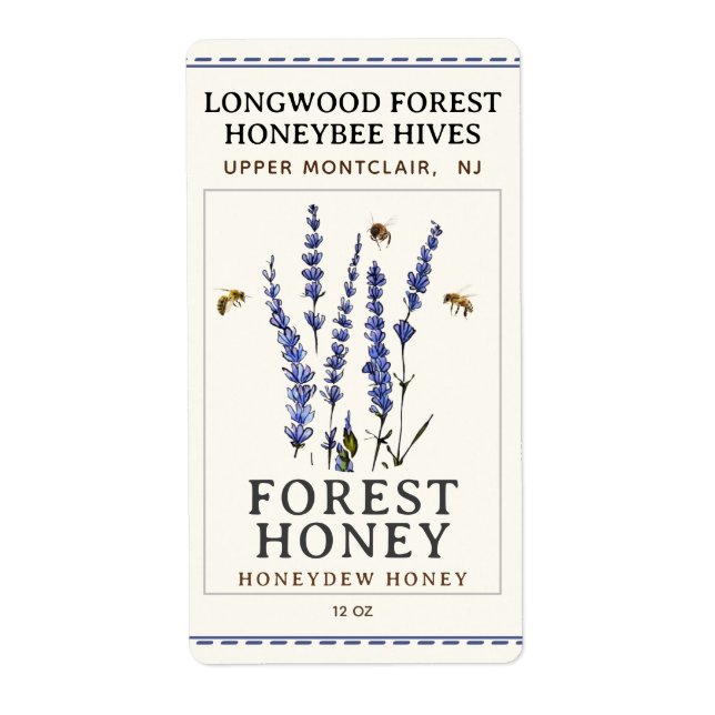 Hex-etiketten Bes and Lavender HONEY-etikett Fraktsedel (Framsidan)