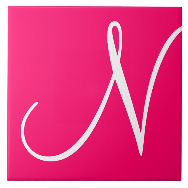 Hex ff0066 Färg, Monogram keramiskt plattor Kakelplatta (Framsidan)